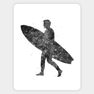 Surfer man black and white Sticker